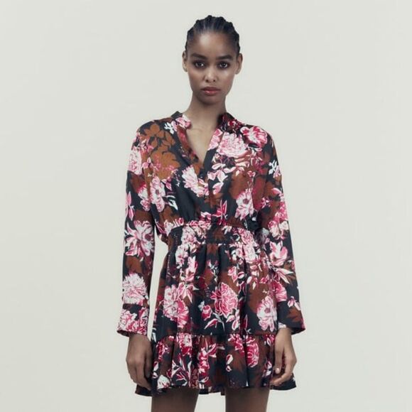 Zara Floral Print Dress New - Picture 1 of 7